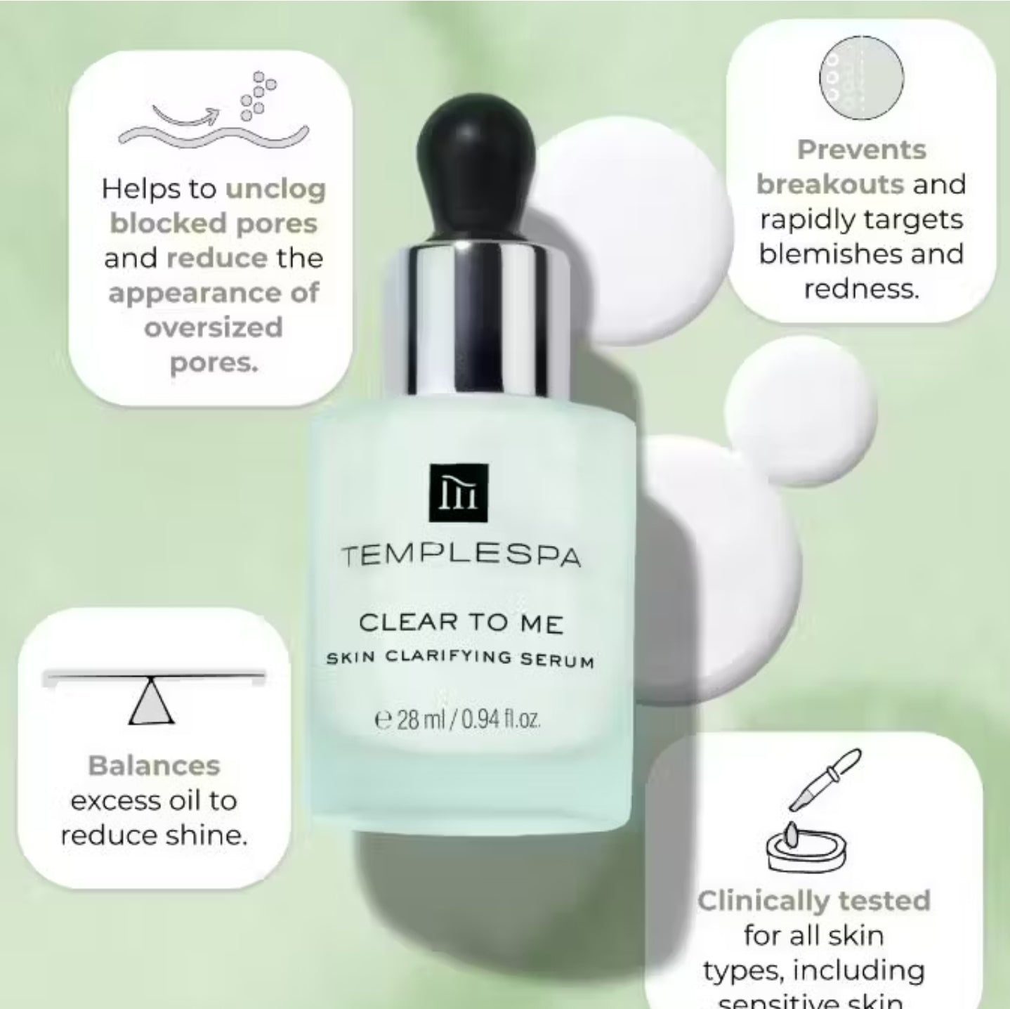 CLEAR TO ME Skin Clarifying Serum/Anti-Acne / Anti-blemish
(28 ml / 0.94 fl.oz.)