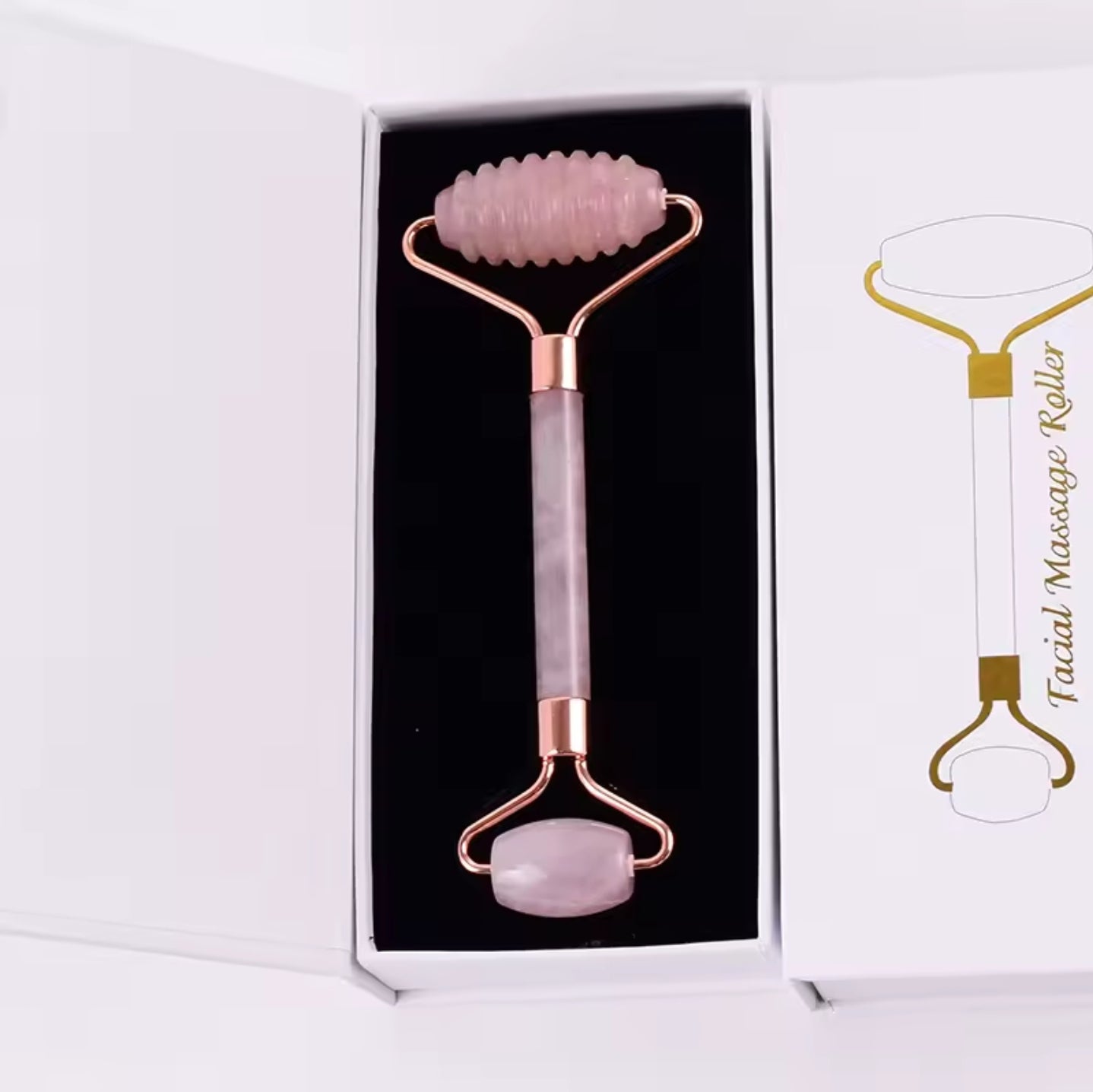 Natural Dual Headed Jade Roller For Facial Massager, Skin Care And Body Relaxation With Gua Sha Scraper And Rose Quartz Roller