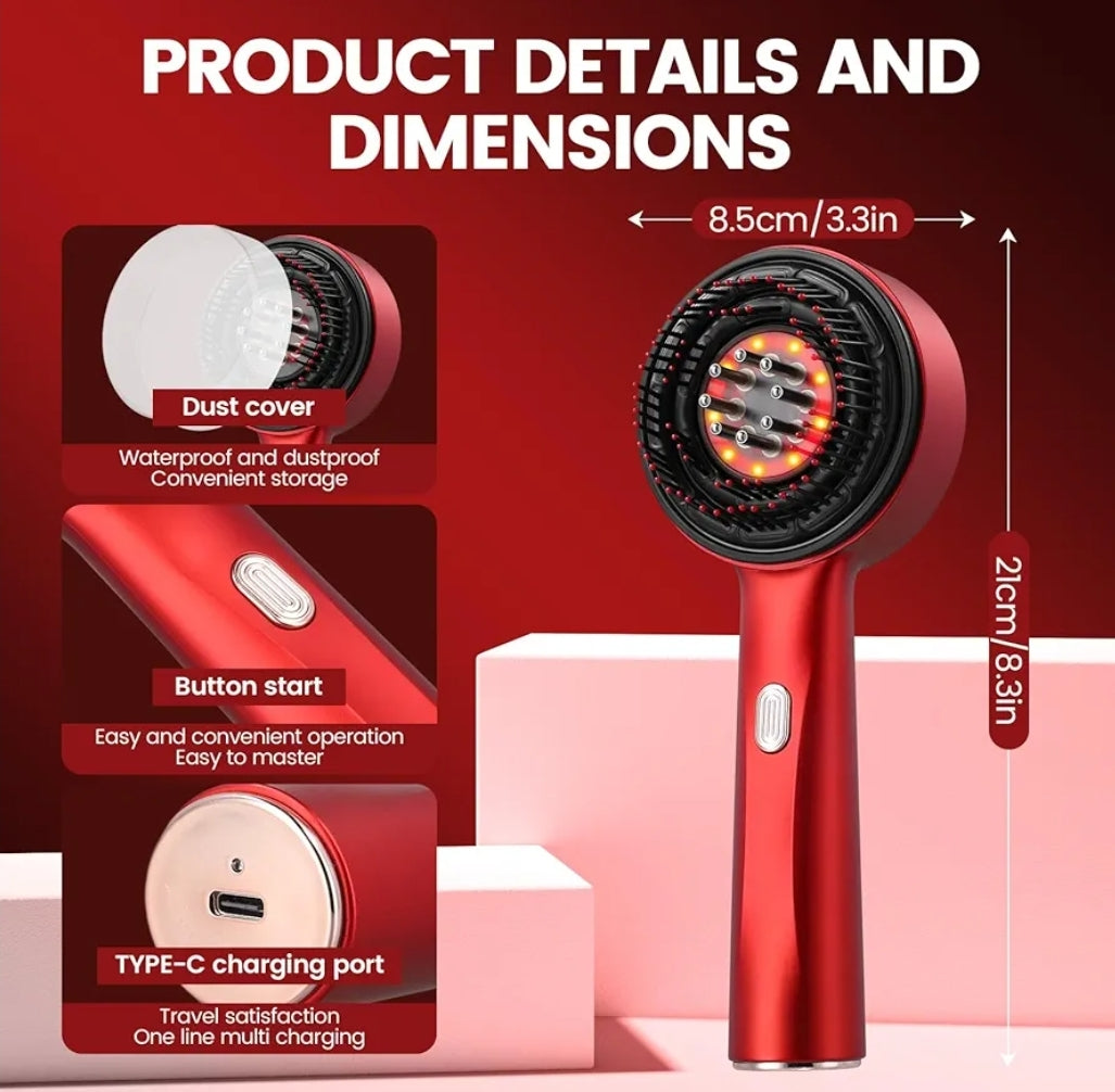3 in 1 Electric Scalp Massager with IPX7 Waterproof,Cordless Red Light Hair Massager,Scalp Massage Comb,Hair Oil Applicator,Hair Massager to Stimulate Hair Growth