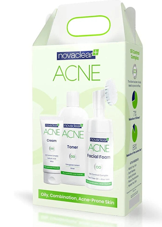 Novaclear Acne - wide pore and oil control Kit (Facial Foam 100ML,Toner150ML ,Cream40ML